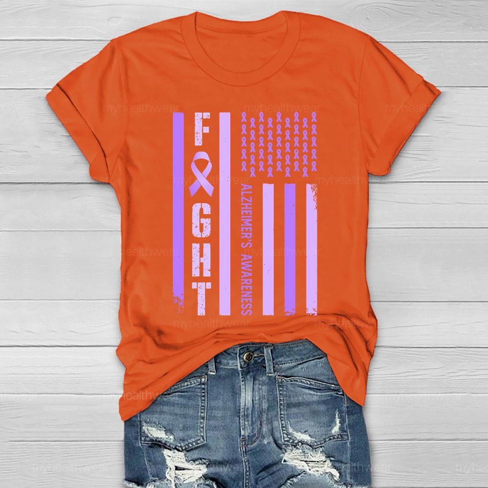 Fight  Alzheimer's Awareness Flag Healthwear T-shirt