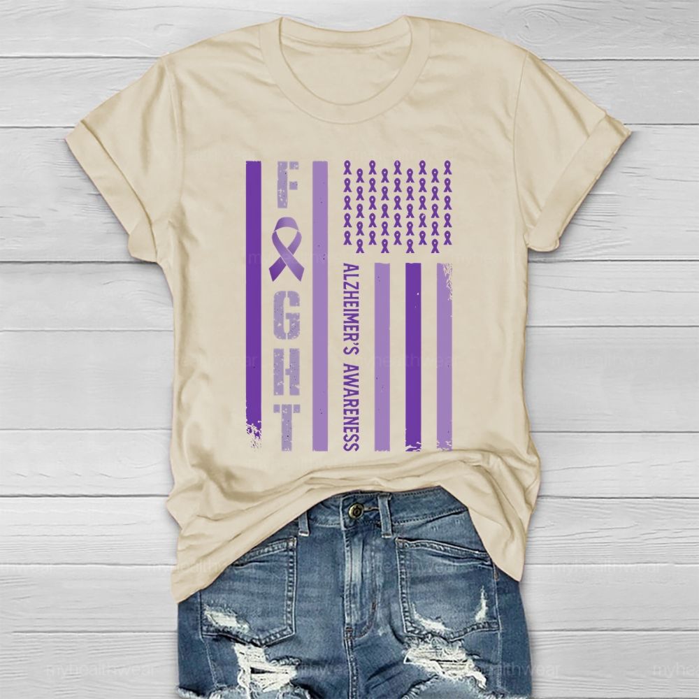 Fight  Alzheimer's Awareness Flag Healthwear T-shirt