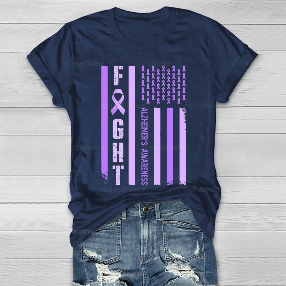 Fight  Alzheimer's Awareness Flag Healthwear T-shirt