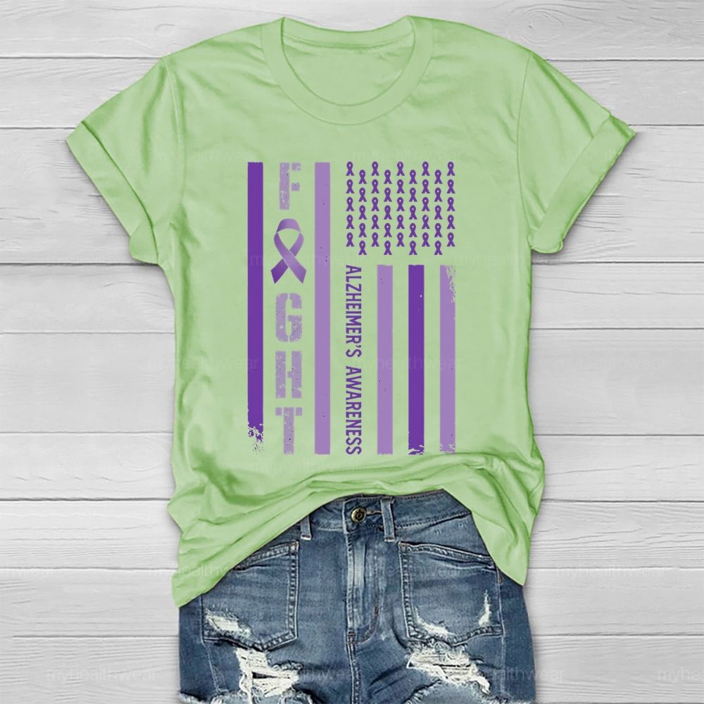 Fight  Alzheimer's Awareness Flag Healthwear T-shirt