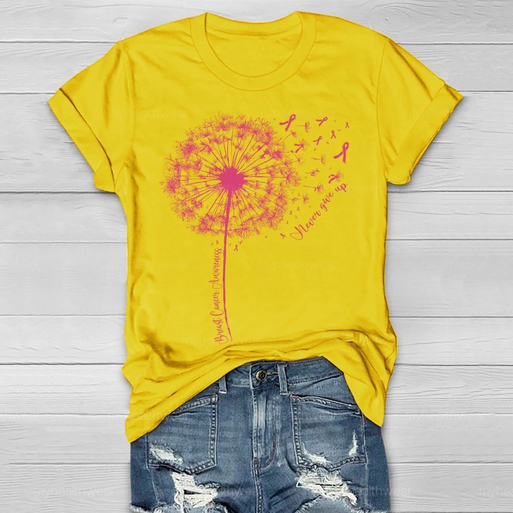 Breast Cancer Awareness   Never Give Up Healthwear T-shirt