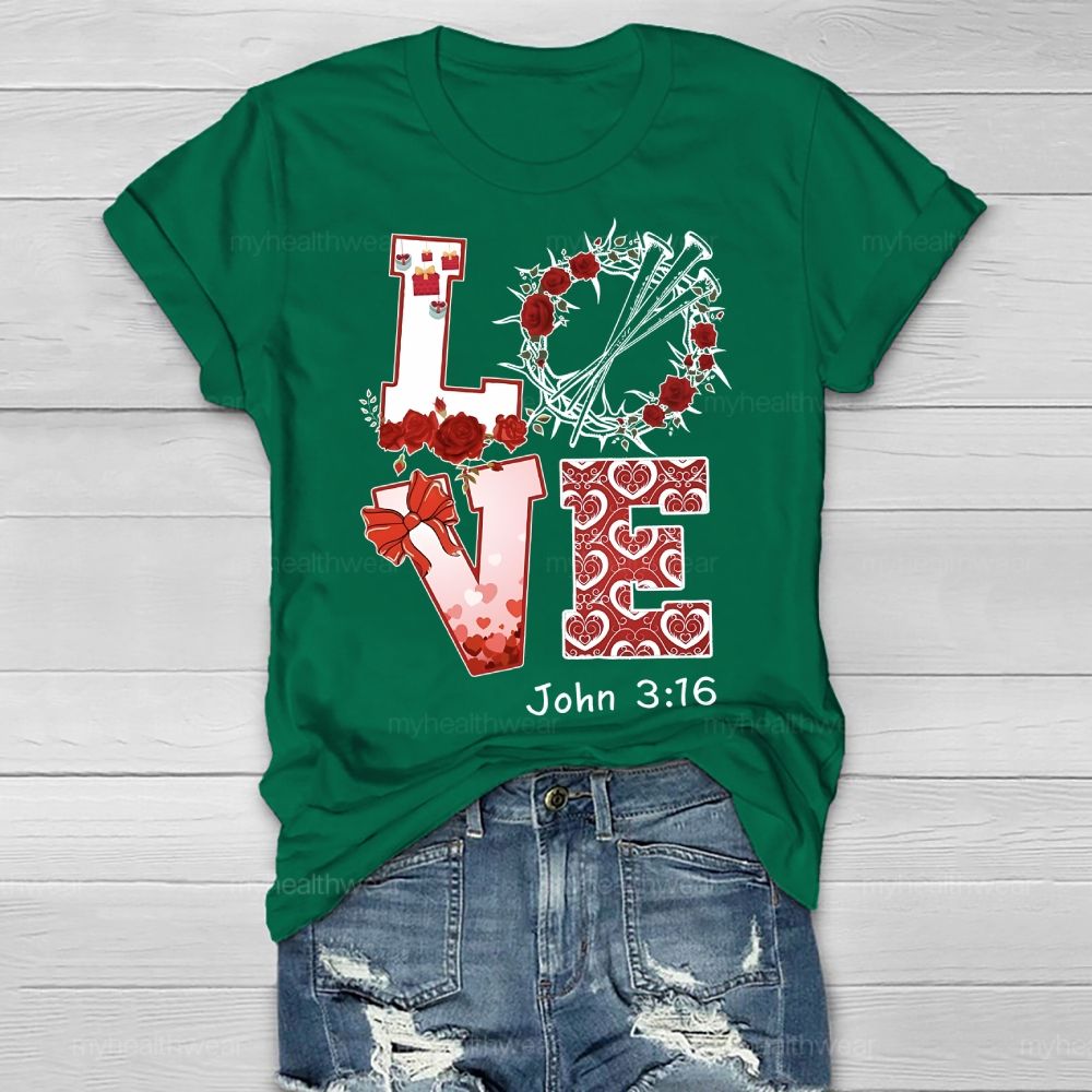 Love John 3:16 Rose Healthwear T-shirt
