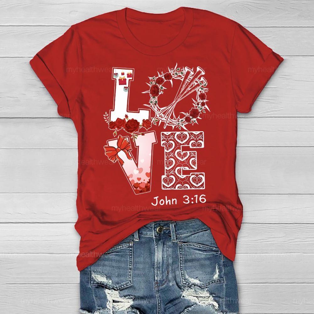 Love John 3:16 Rose Healthwear T-shirt
