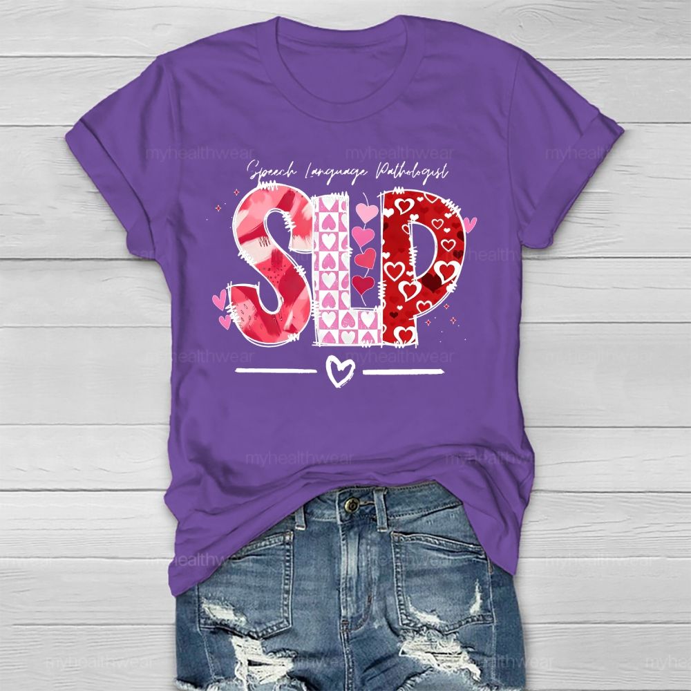 SLP Speech Language Pathologist Love Healthwear T-shirt