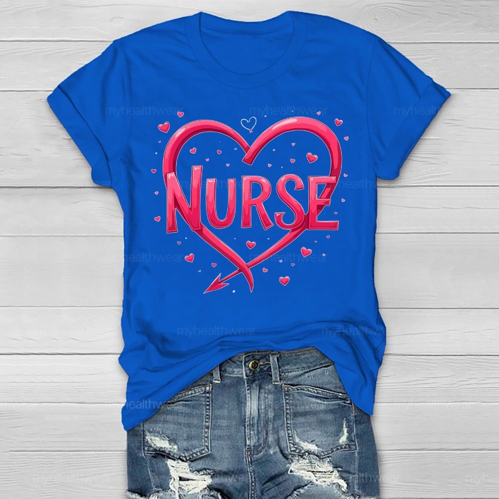 Nurse Pink Heart Healthwear T-shirt