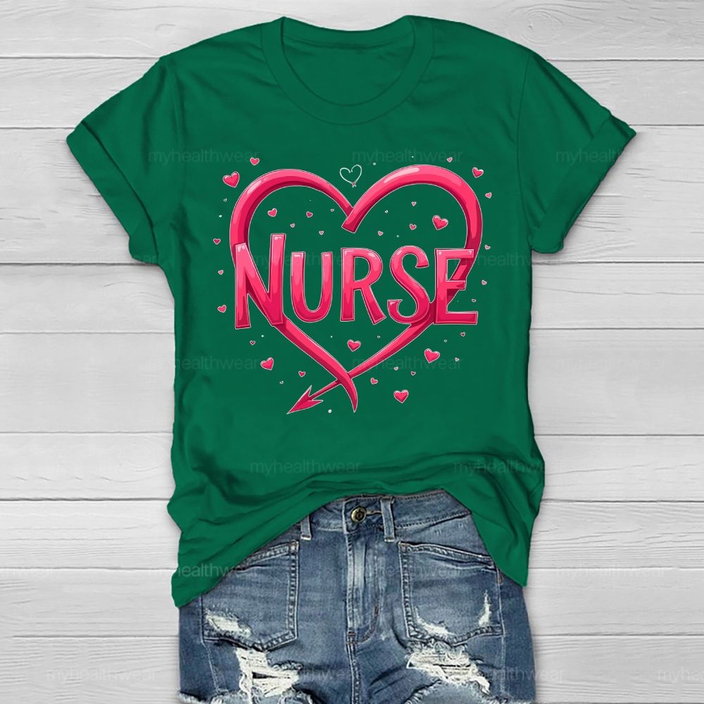 Nurse Pink Heart Healthwear T-shirt