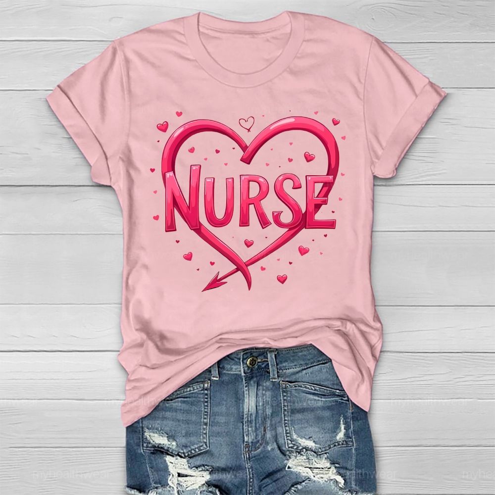Nurse Pink Heart Healthwear T-shirt