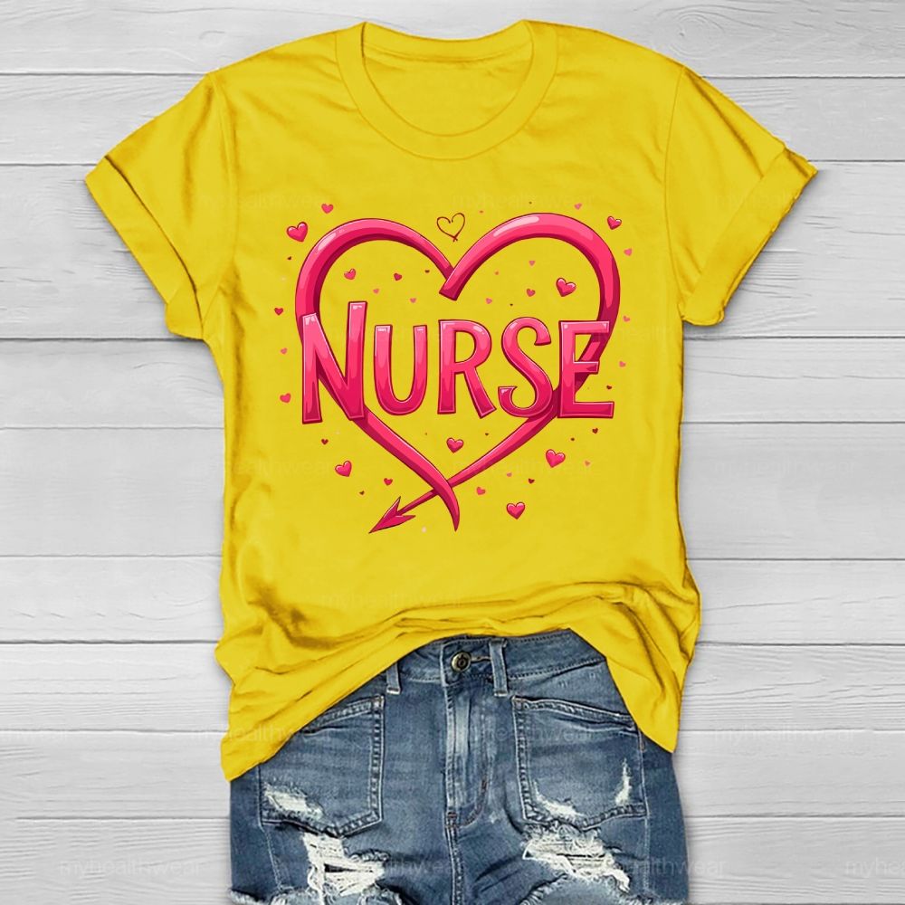 Nurse Pink Heart Healthwear T-shirt