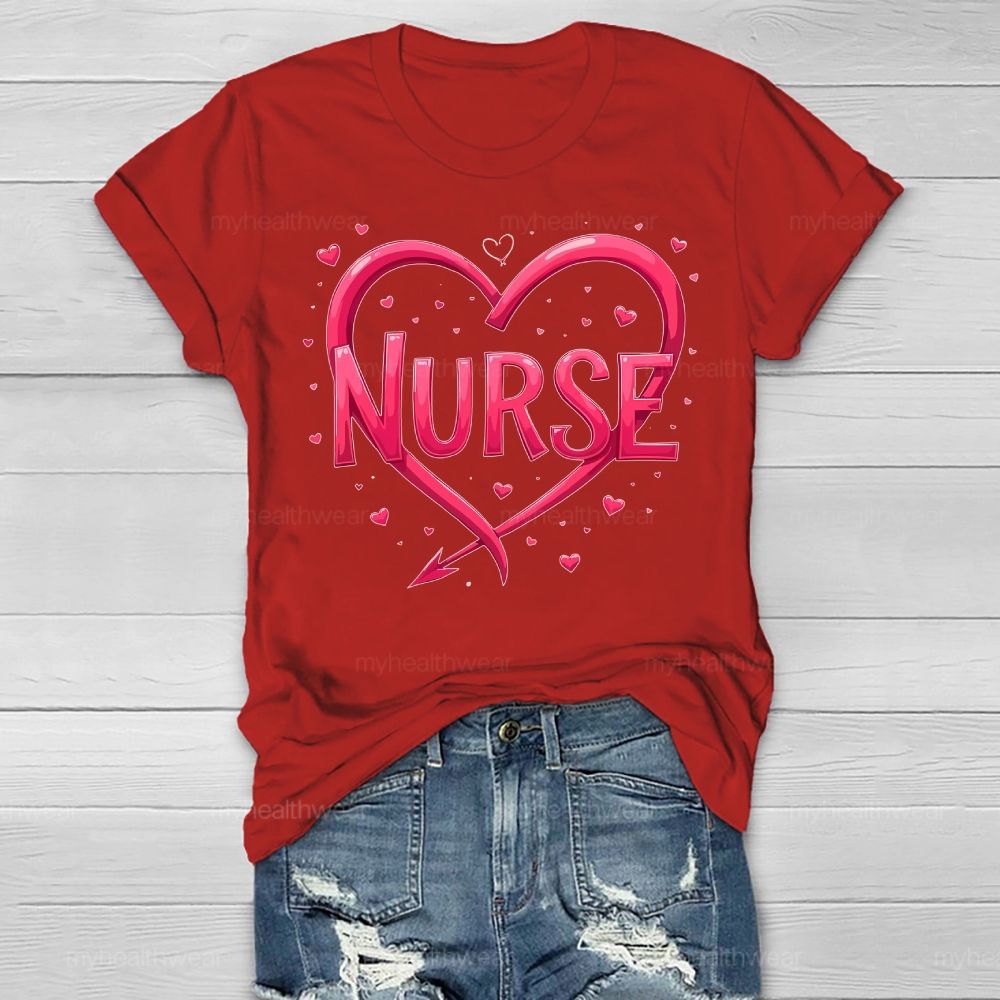 Nurse Pink Heart Healthwear T-shirt