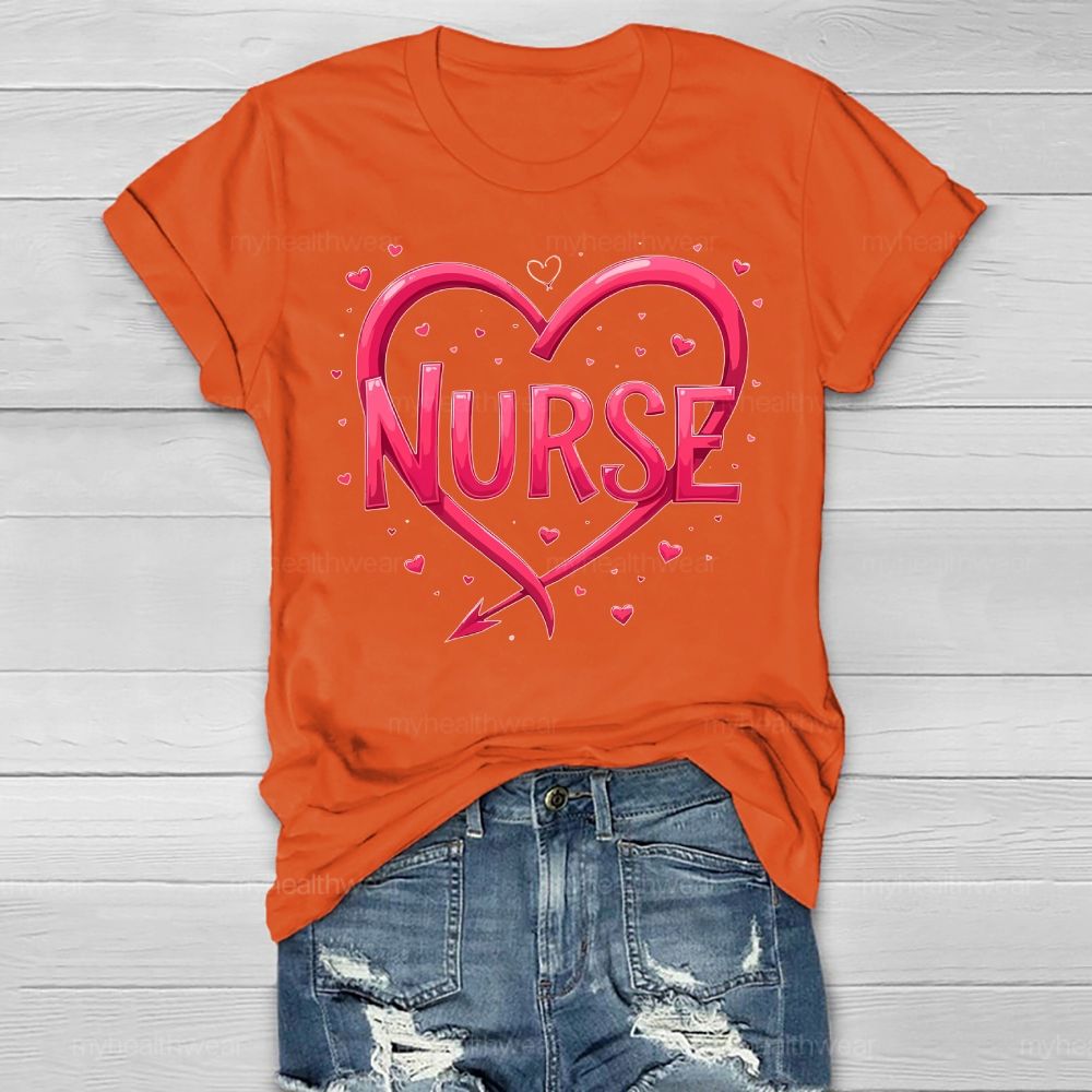 Nurse Pink Heart Healthwear T-shirt