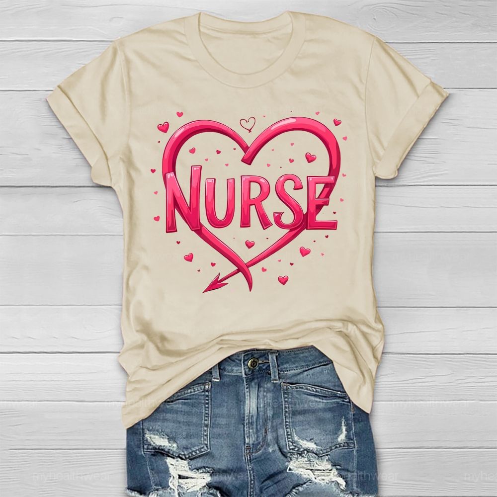 Nurse Pink Heart Healthwear T-shirt