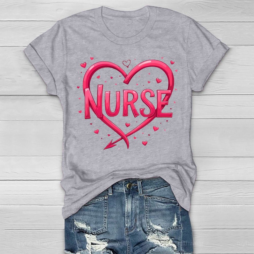 Nurse Pink Heart Healthwear T-shirt