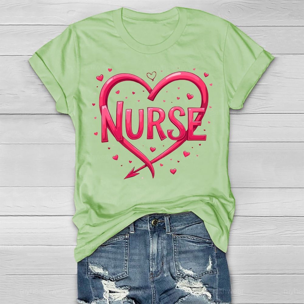 Nurse Pink Heart Healthwear T-shirt
