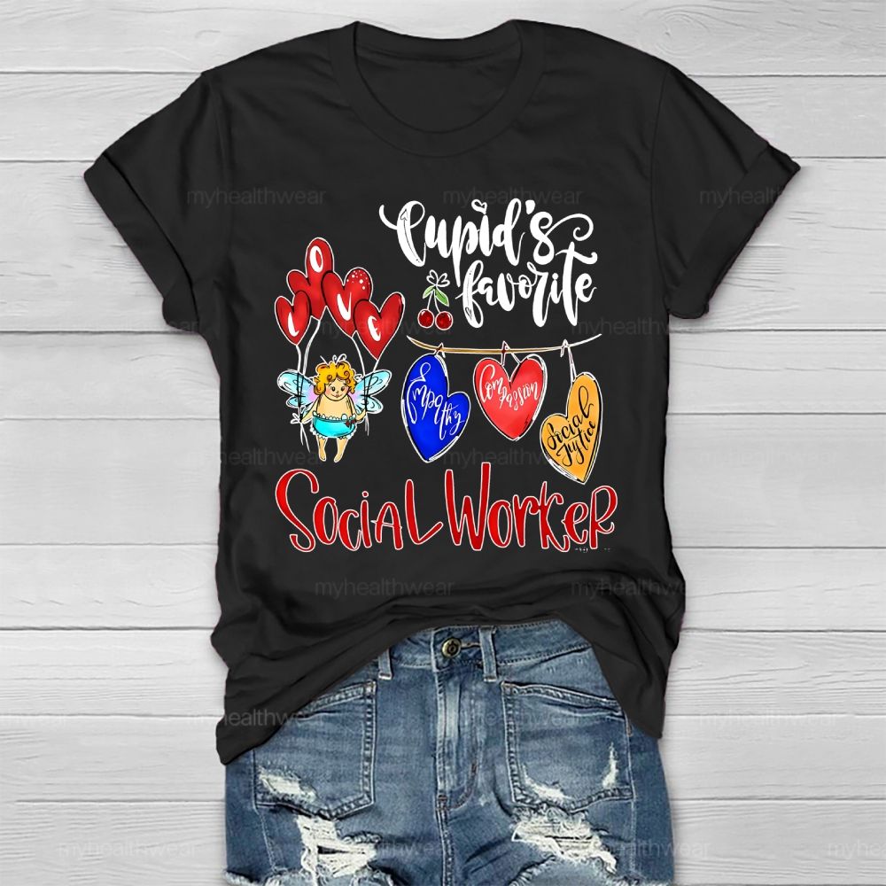 Cupid's Favorite Social Worker Healthwear T-shirt