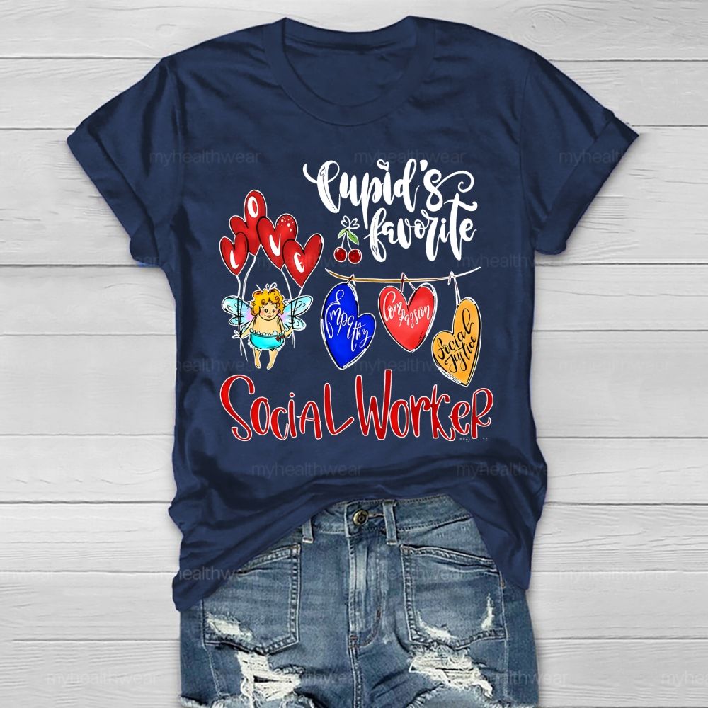 Cupid's Favorite Social Worker Healthwear T-shirt