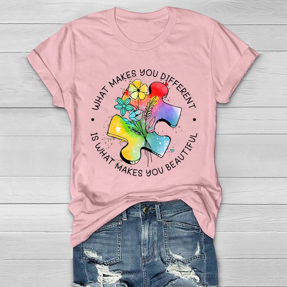 What Makes You Different Is What Makes You Beautiful Flower Puzzle Healthwear T-shirt