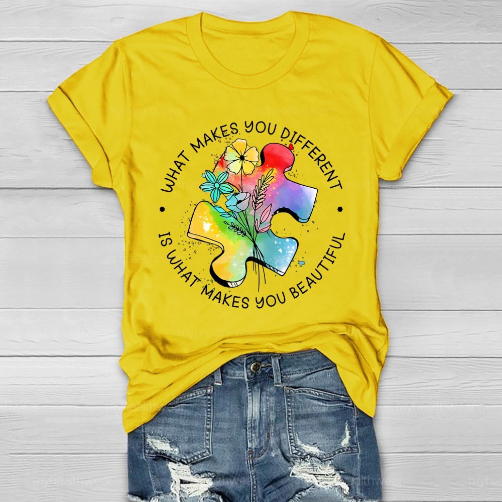 What Makes You Different Is What Makes You Beautiful Flower Puzzle Healthwear T-shirt