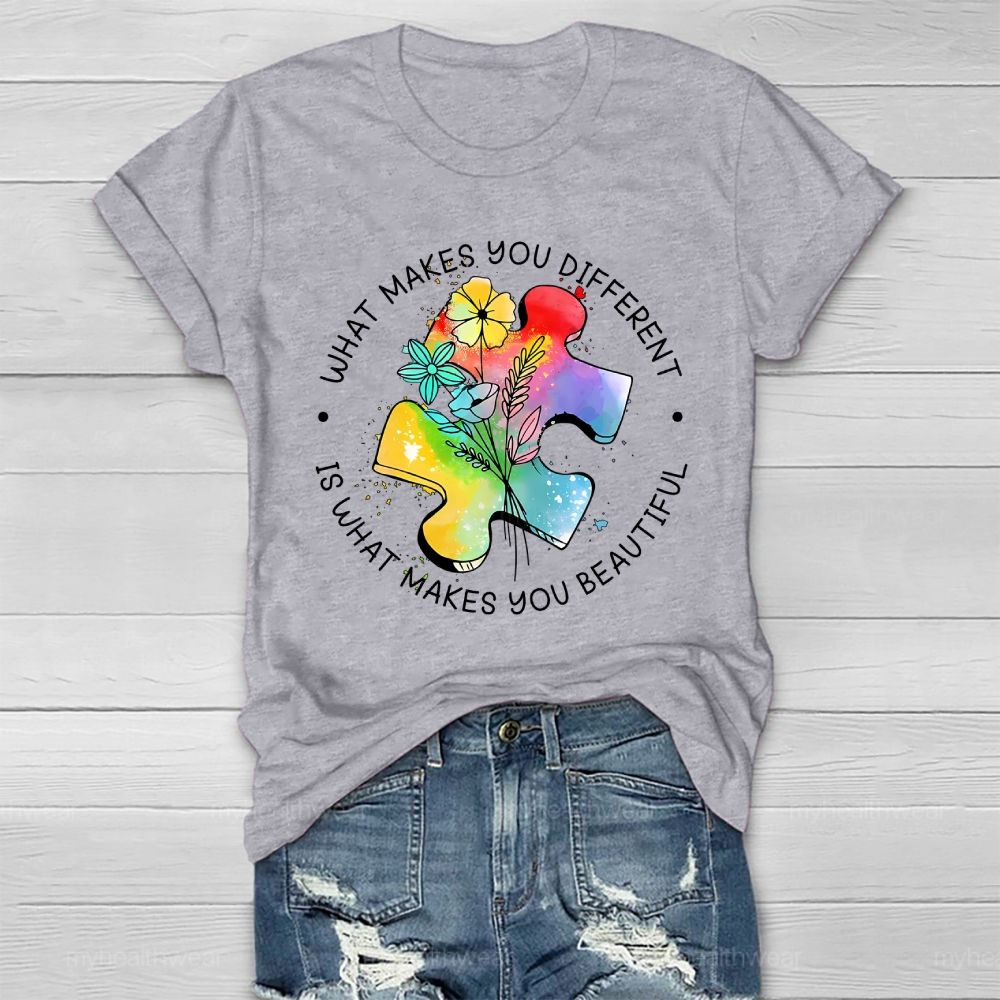 What Makes You Different Is What Makes You Beautiful Flower Puzzle Healthwear T-shirt