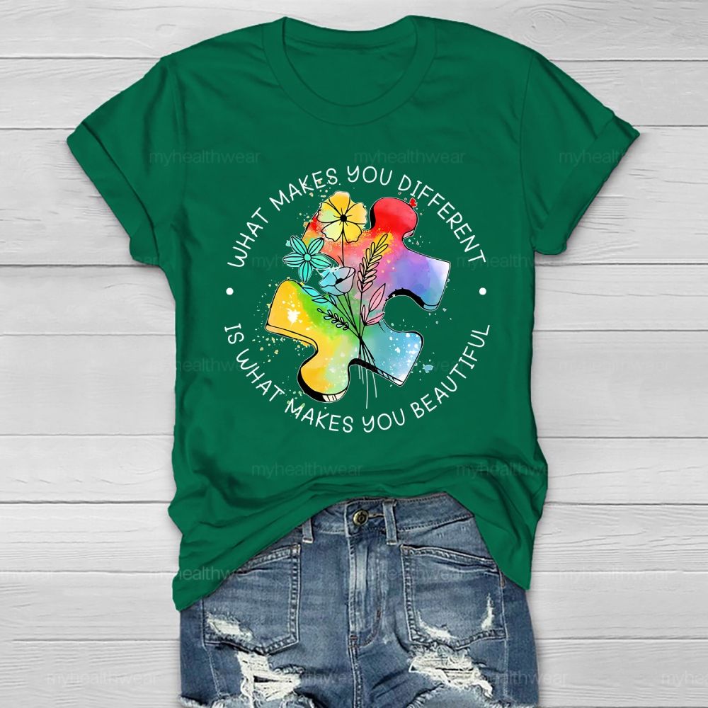 What Makes You Different Is What Makes You Beautiful Flower Puzzle Healthwear T-shirt