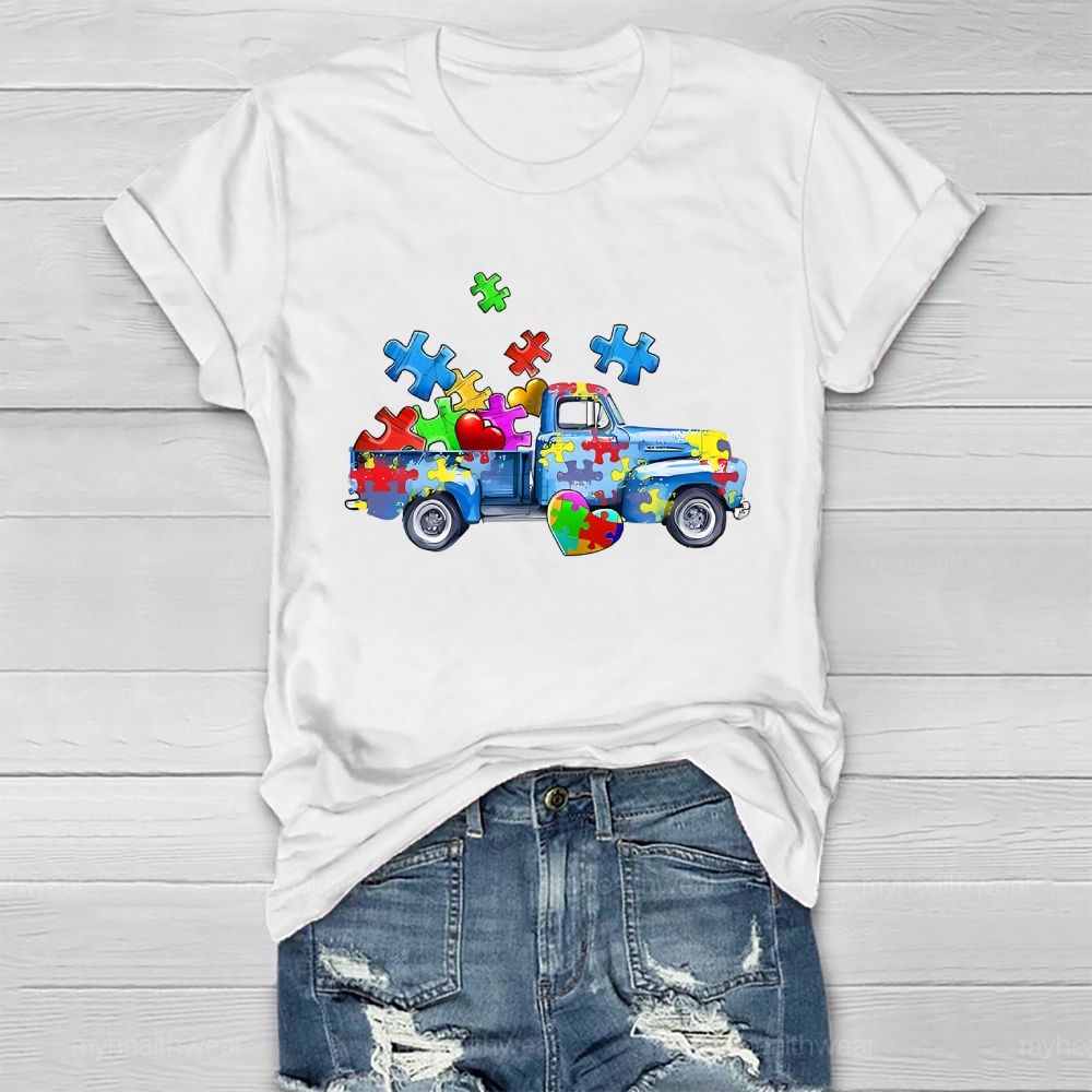 Puzzle Car Love Autism Healthwear T-shirt