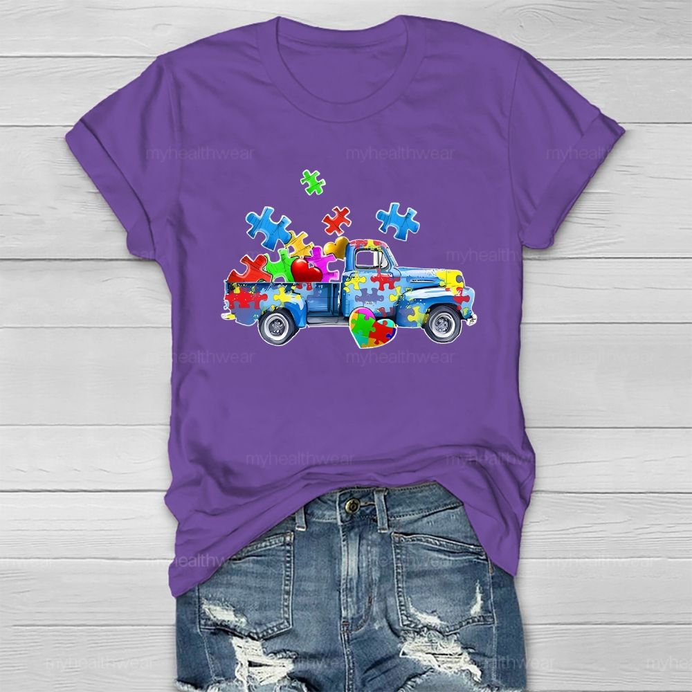 Puzzle Car Love Autism Healthwear T-shirt