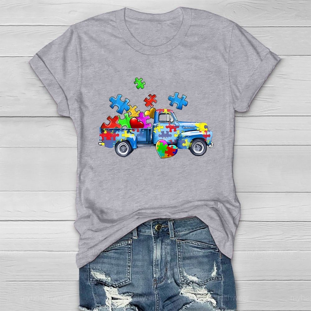 Puzzle Car Love Autism Healthwear T-shirt