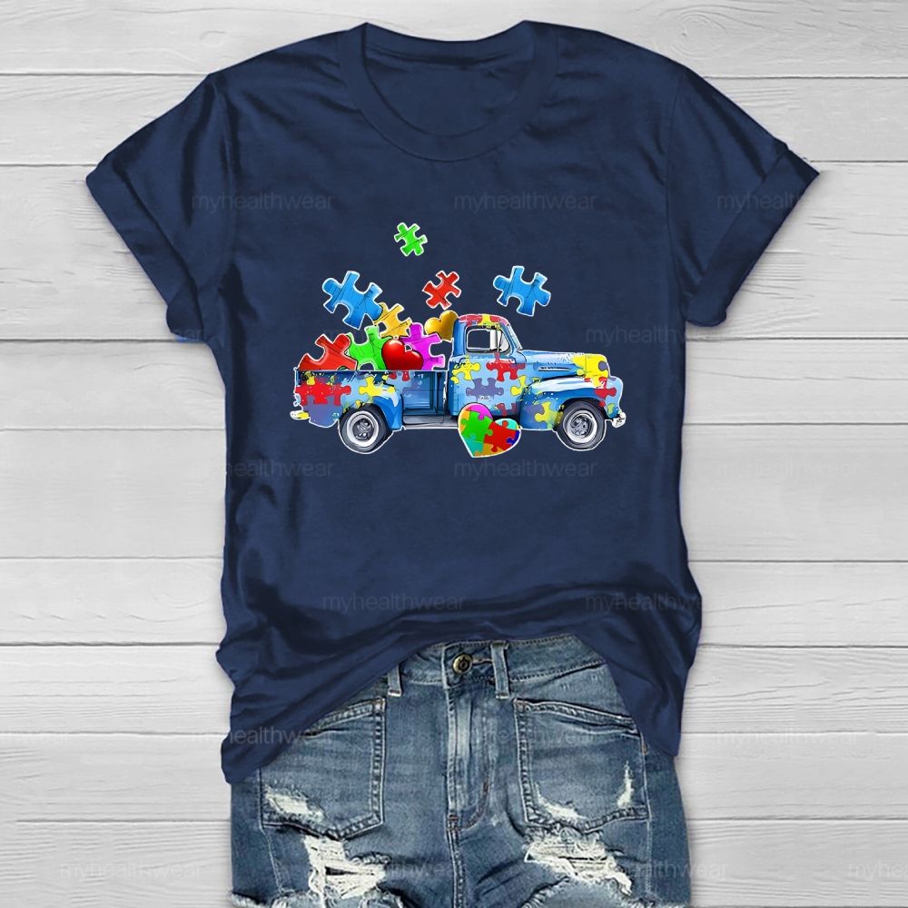 Puzzle Car Love Autism Healthwear T-shirt