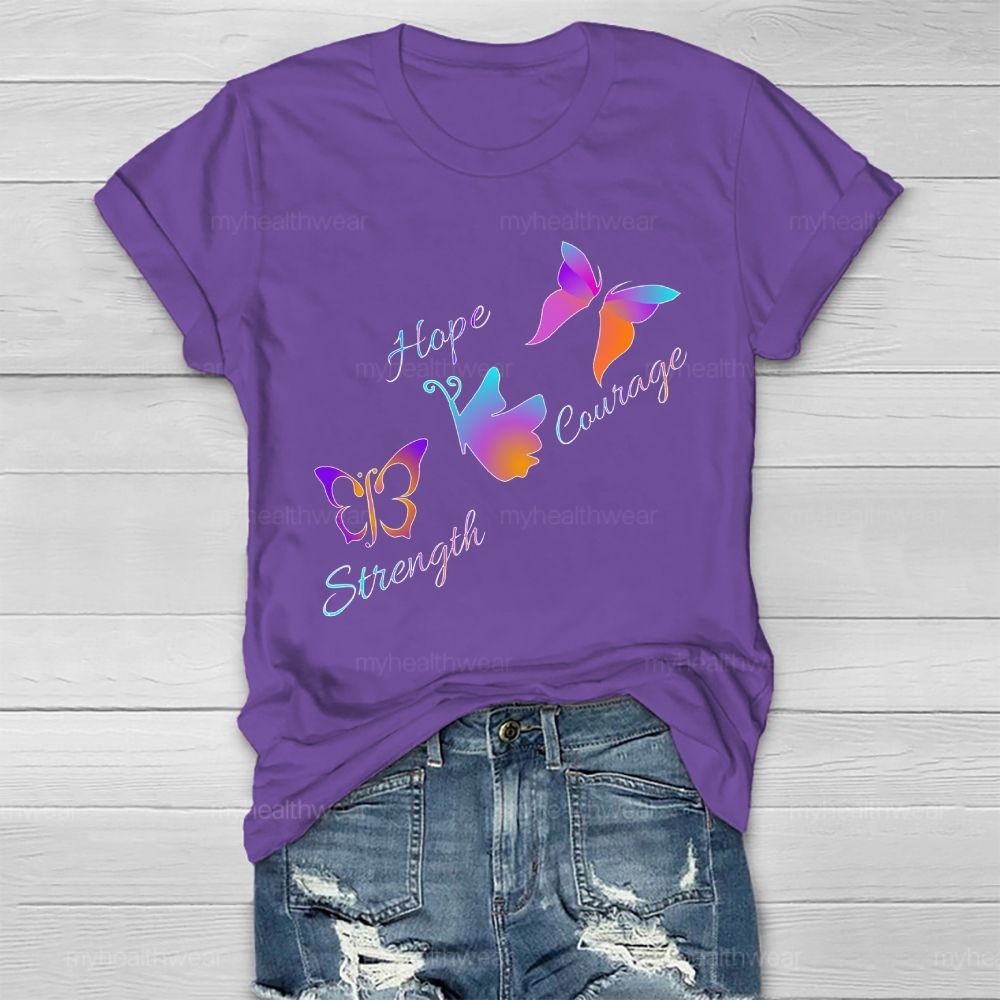 Hope Strength Courage Butterfly Healthwear T-shirt