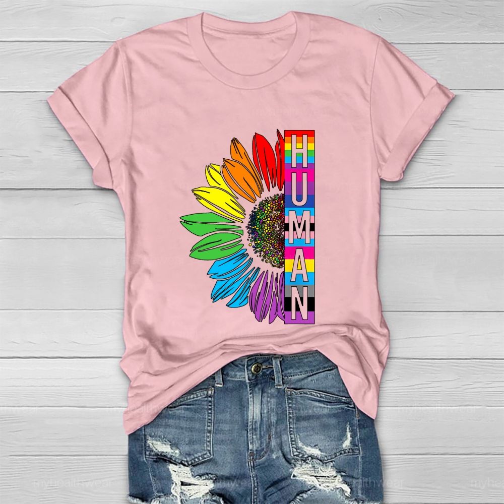 Human Rainbow Sunflower Healthwear T-shirt
