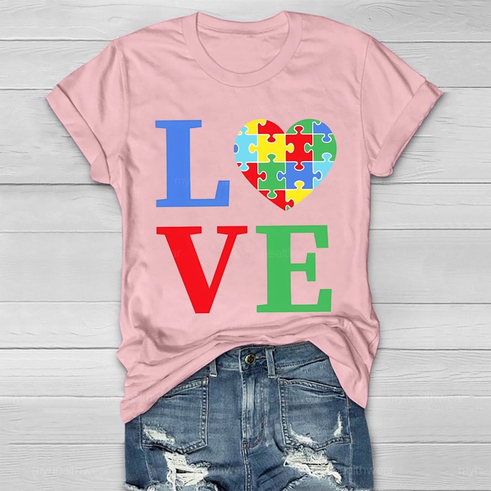 Love Colorful Letter Heart Puzzle Healthwear T-shirt