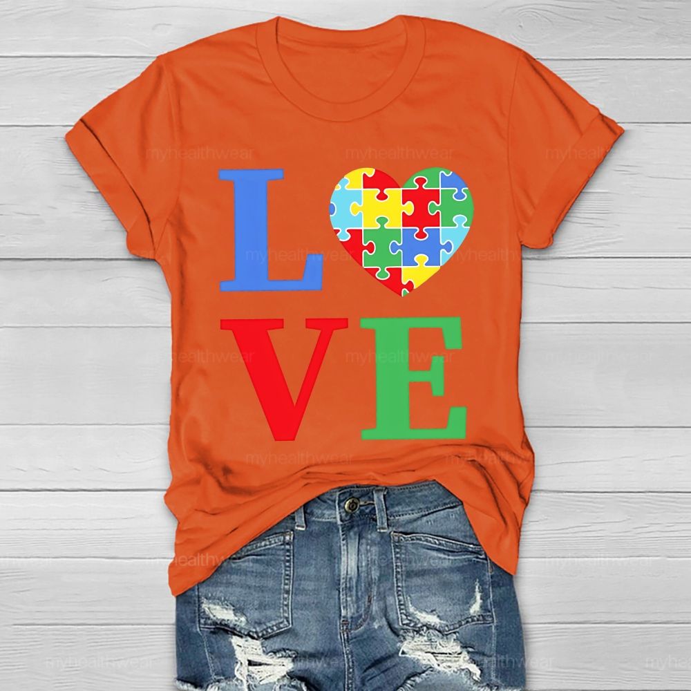 Love Colorful Letter Heart Puzzle Healthwear T-shirt