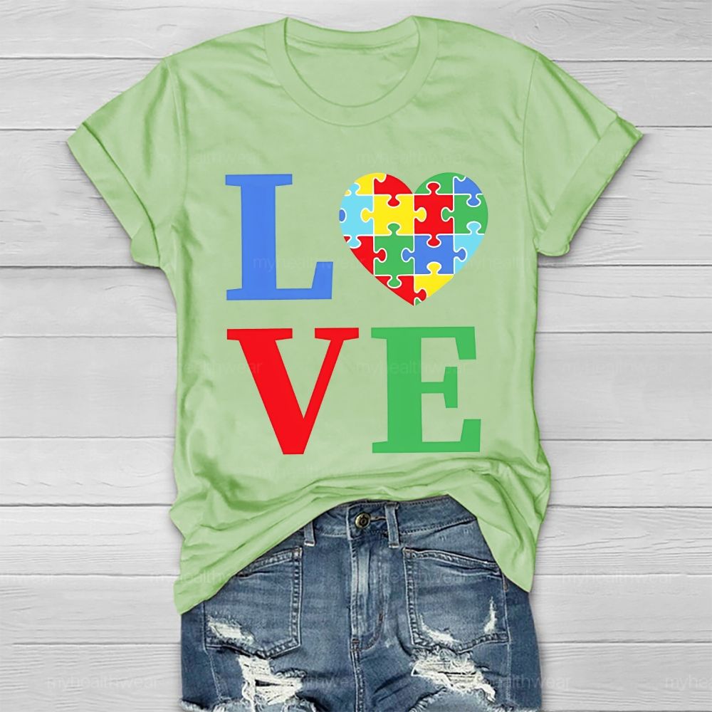 Love Colorful Letter Heart Puzzle Healthwear T-shirt