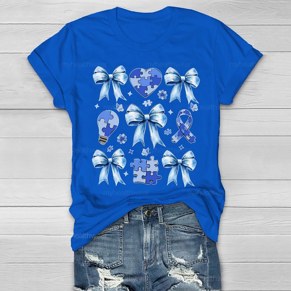 Autism Bow Heart Light Bulb Healthwear T-shirt