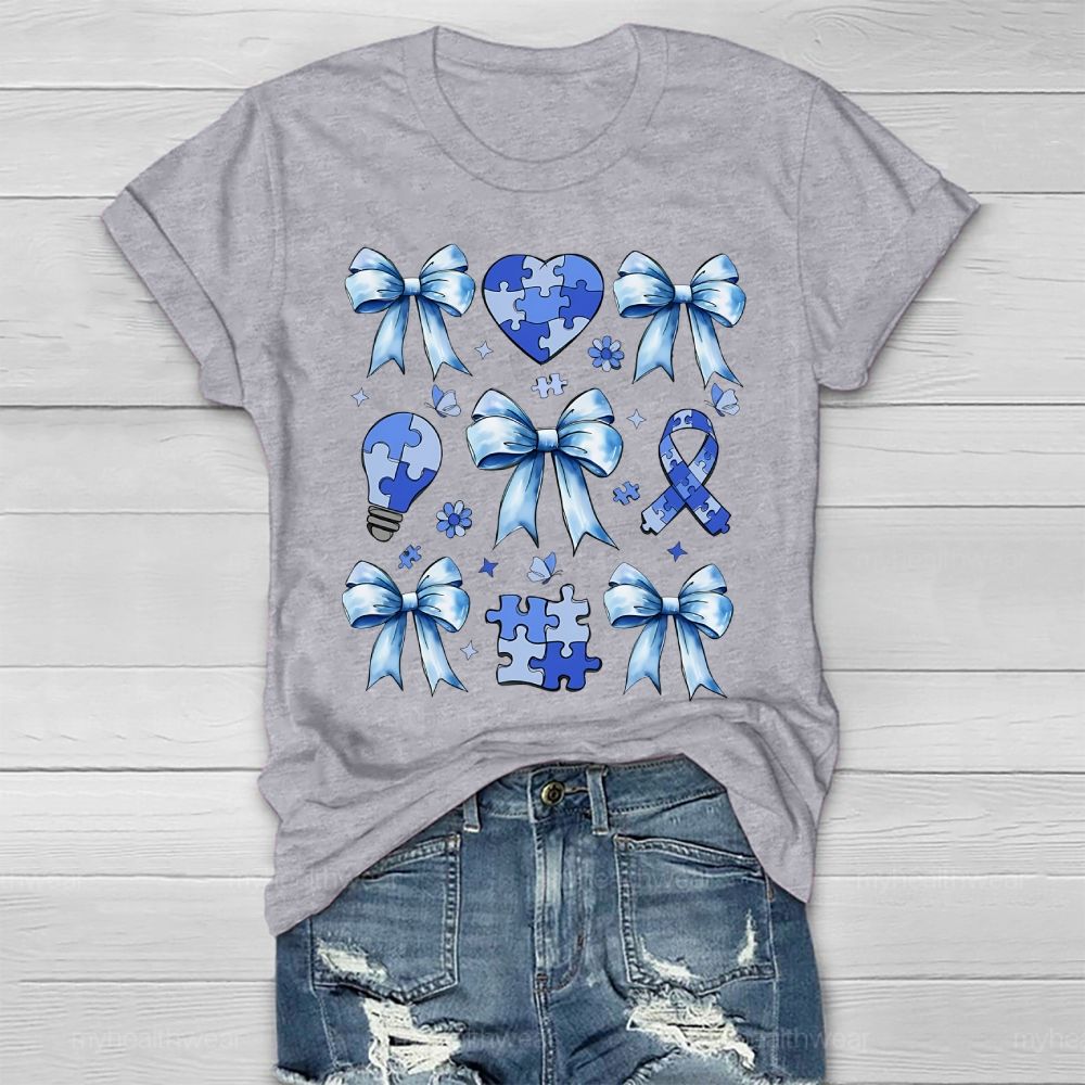 Autism Bow Heart Light Bulb Healthwear T-shirt