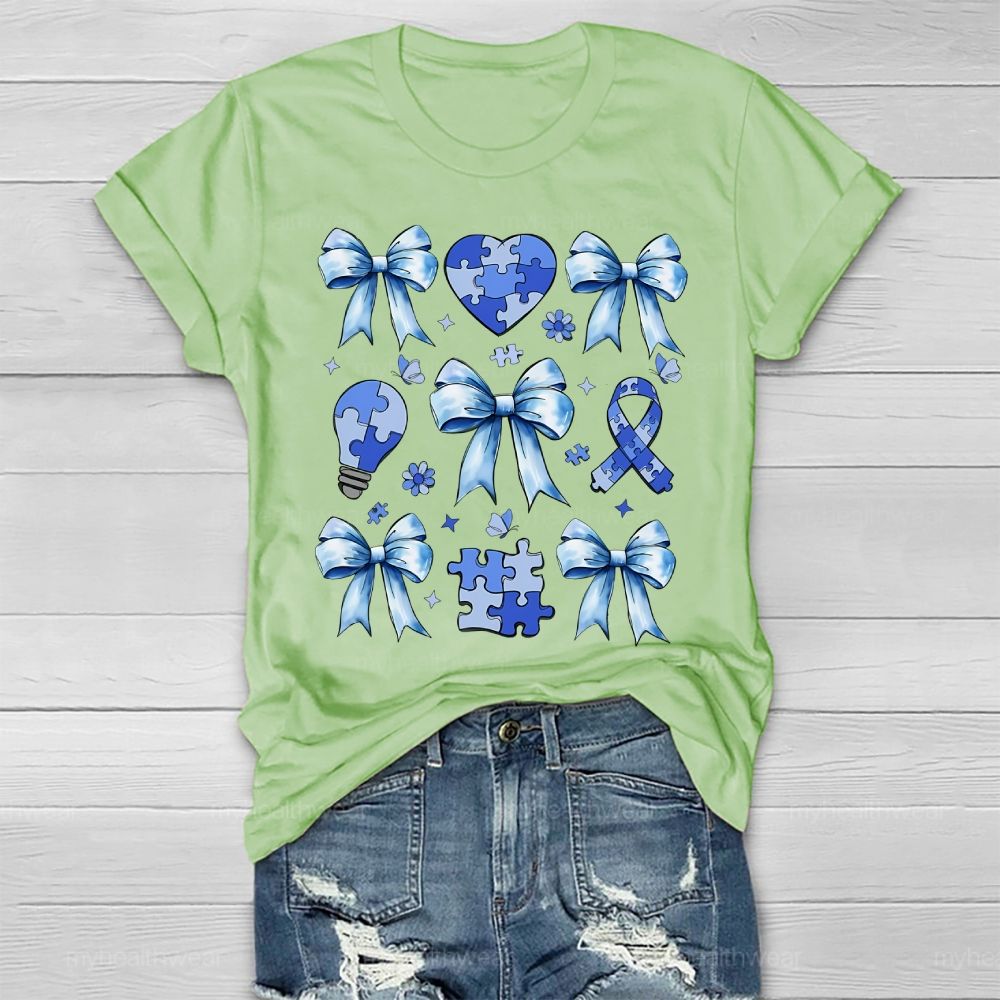 Autism Bow Heart Light Bulb Healthwear T-shirt