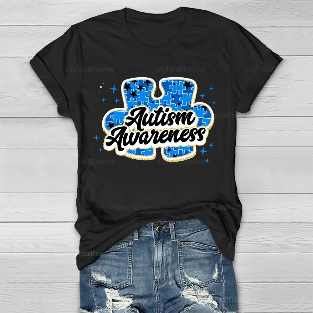 Autism Awareness Blue Puzzle Healthwear T-shirt