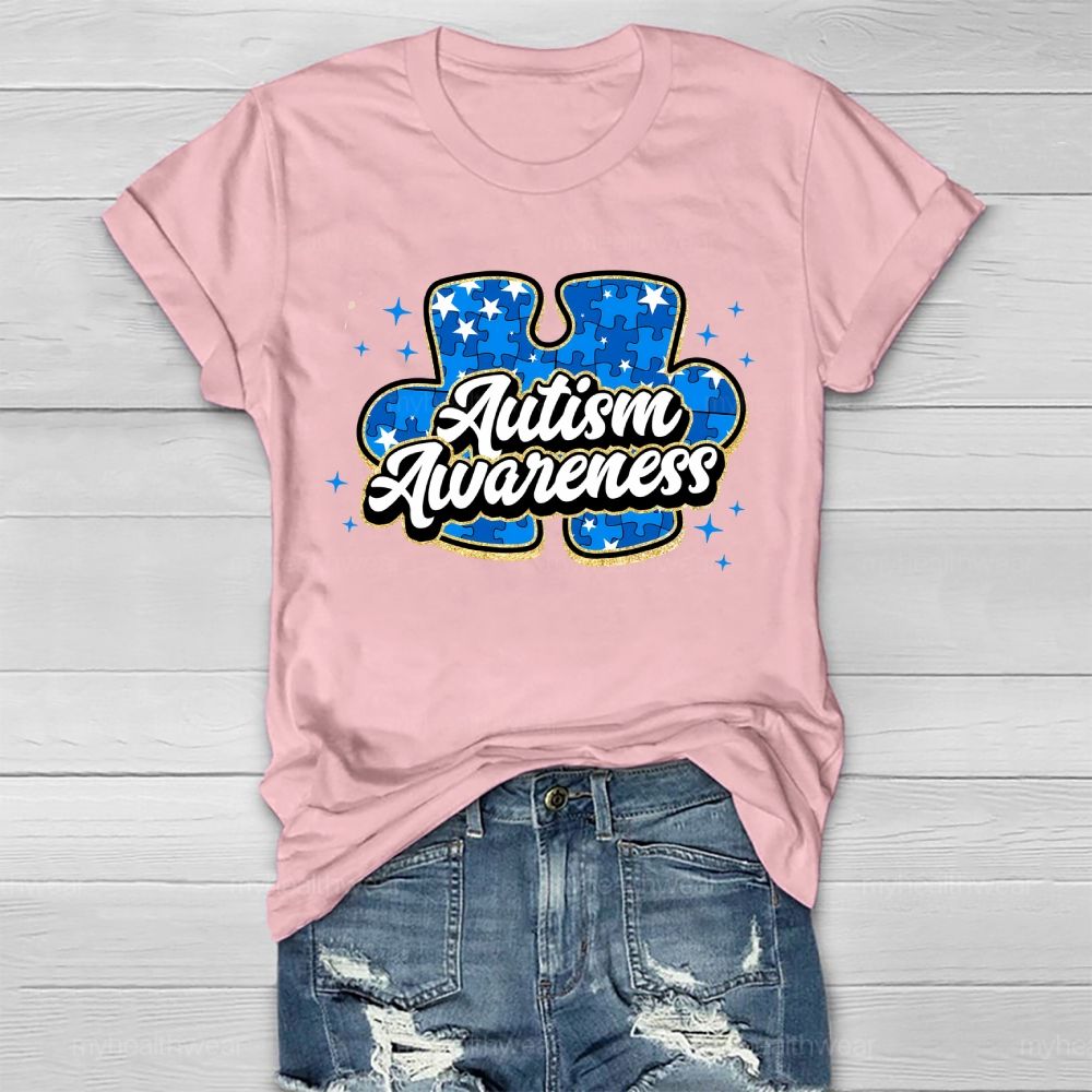 Autism Awareness Blue Puzzle Healthwear T-shirt