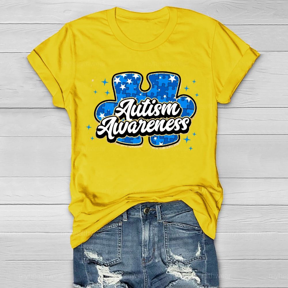 Autism Awareness Blue Puzzle Healthwear T-shirt