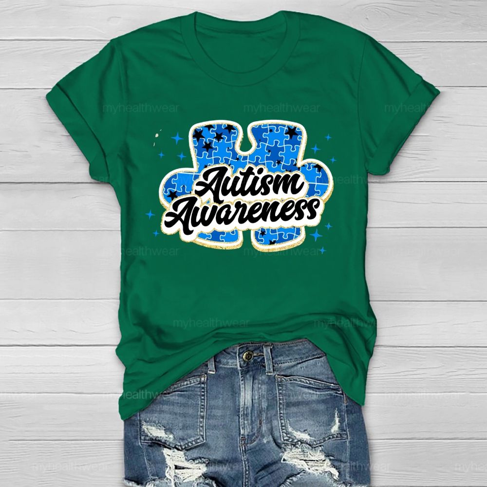 Autism Awareness Blue Puzzle Healthwear T-shirt