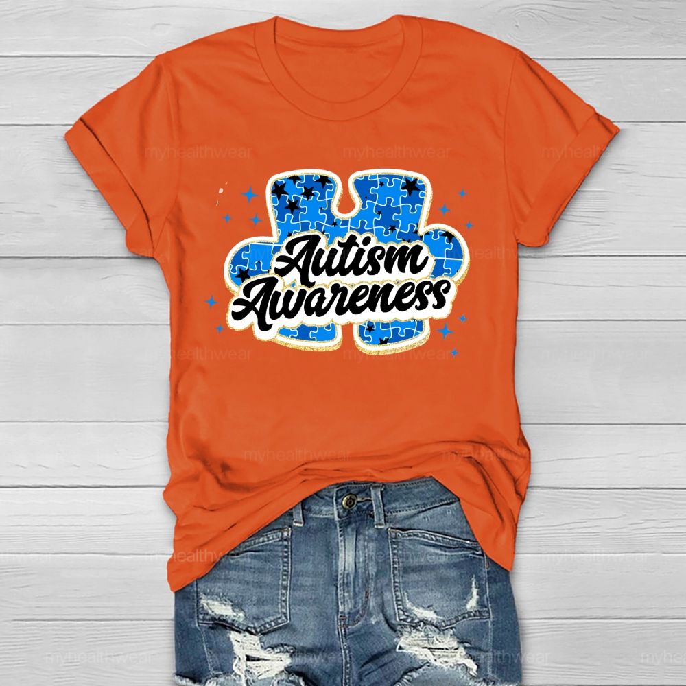 Autism Awareness Blue Puzzle Healthwear T-shirt