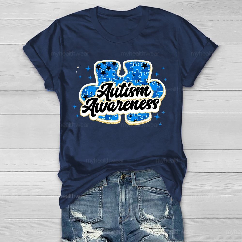Autism Awareness Blue Puzzle Healthwear T-shirt