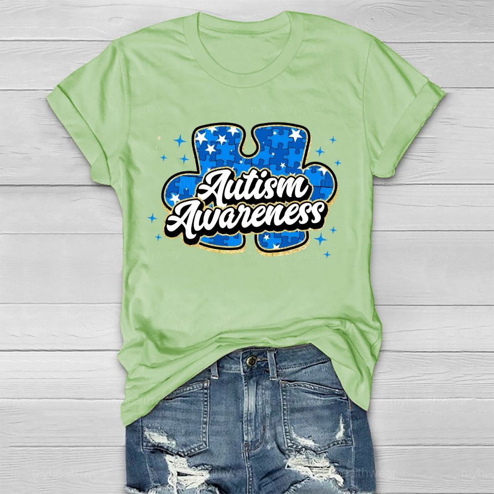 Autism Awareness Blue Puzzle Healthwear T-shirt