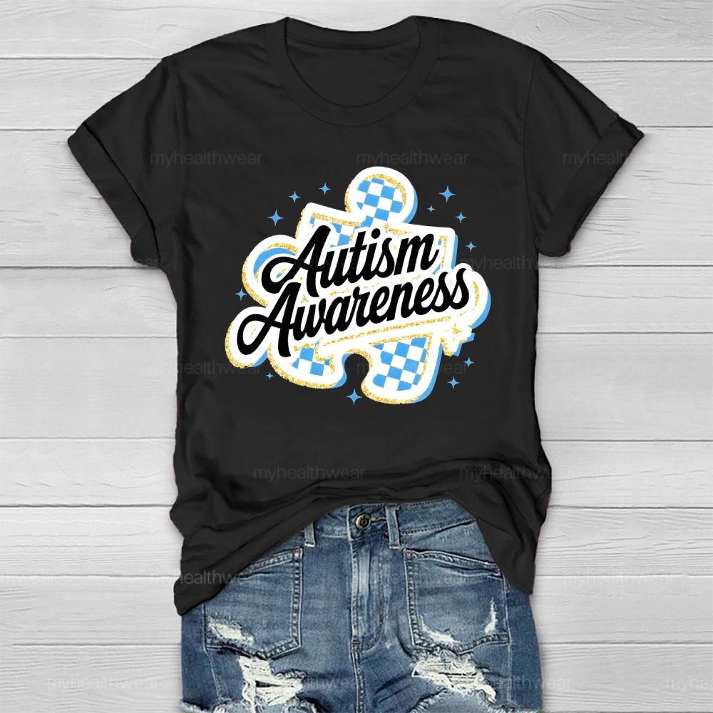 Autism Awareness Grid Puzzle Healthwear T-shirt