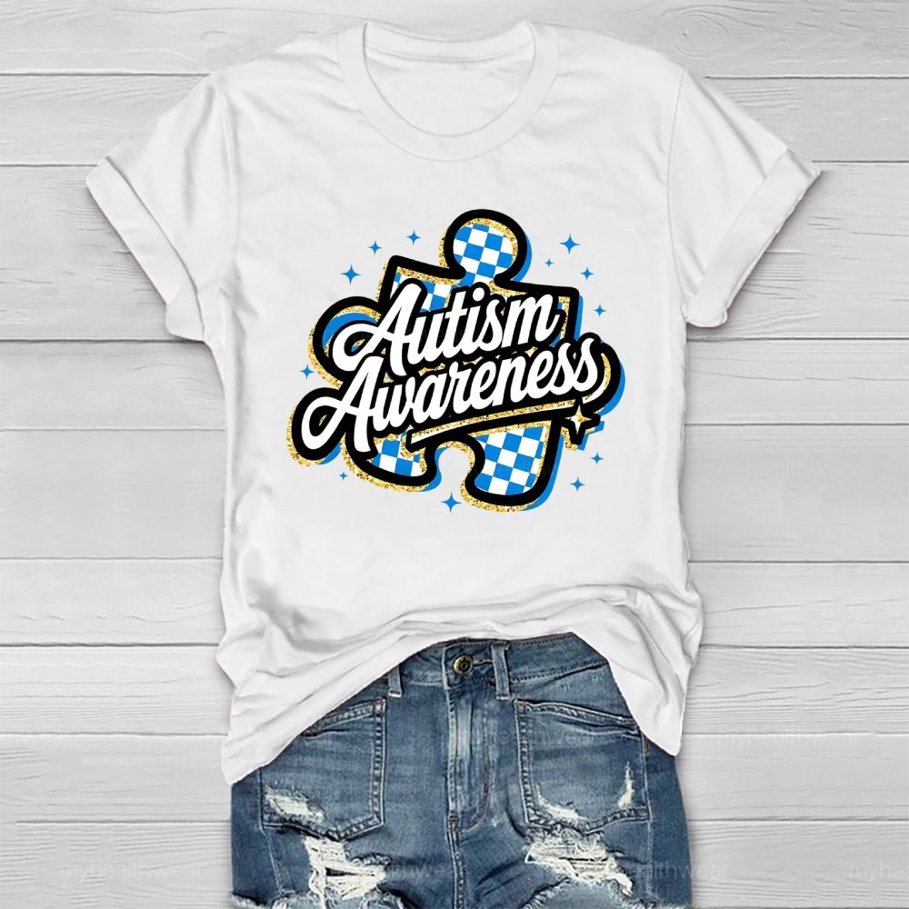 Autism Awareness Grid Puzzle Healthwear T-shirt