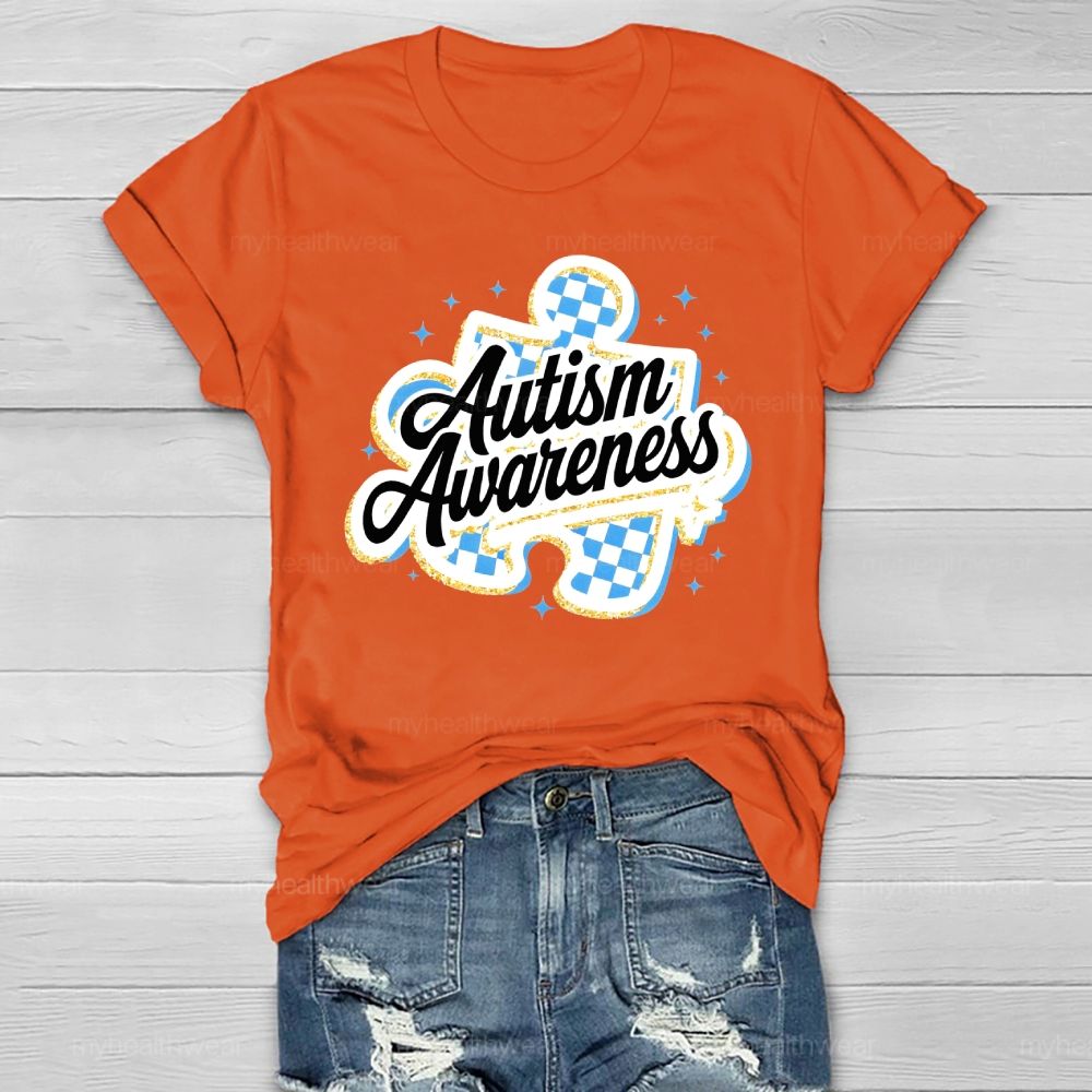 Autism Awareness Grid Puzzle Healthwear T-shirt