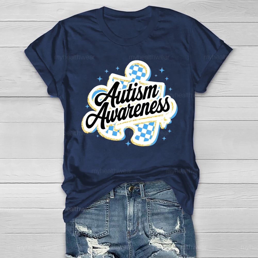 Autism Awareness Grid Puzzle Healthwear T-shirt