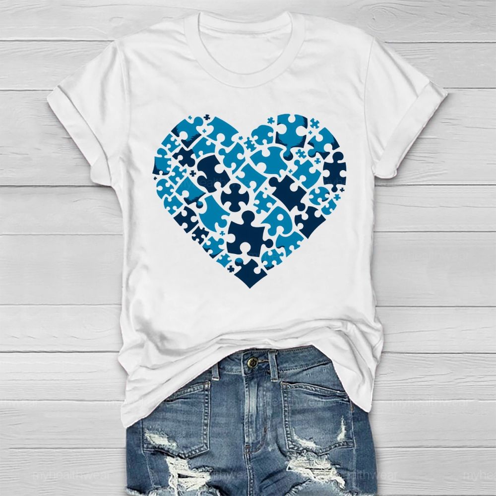 Blue Puzzle Heart Healthwear T-shirt