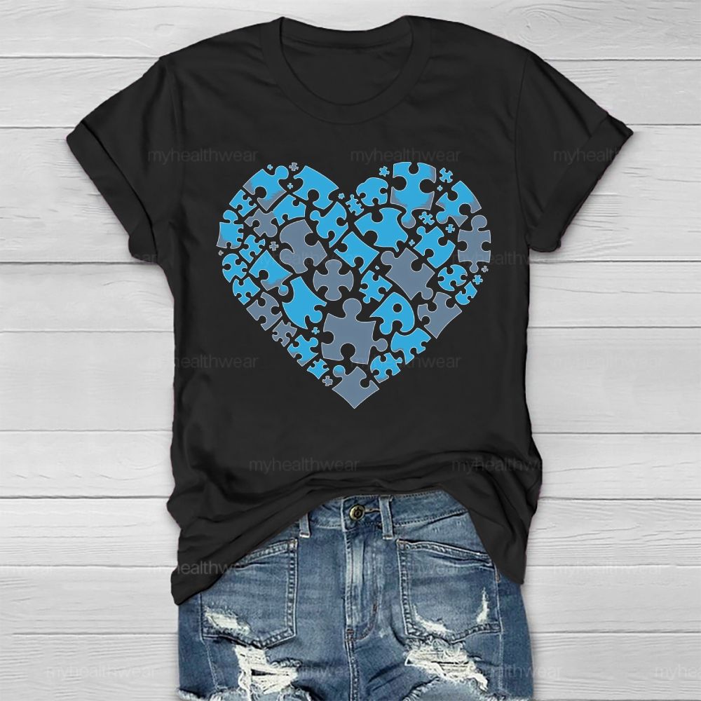 Blue Puzzle Heart Healthwear T-shirt