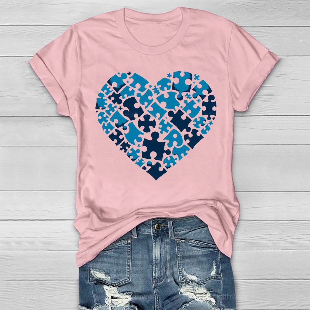 Blue Puzzle Heart Healthwear T-shirt