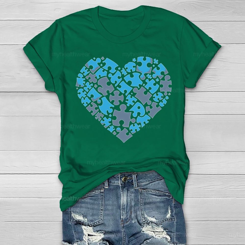 Blue Puzzle Heart Healthwear T-shirt